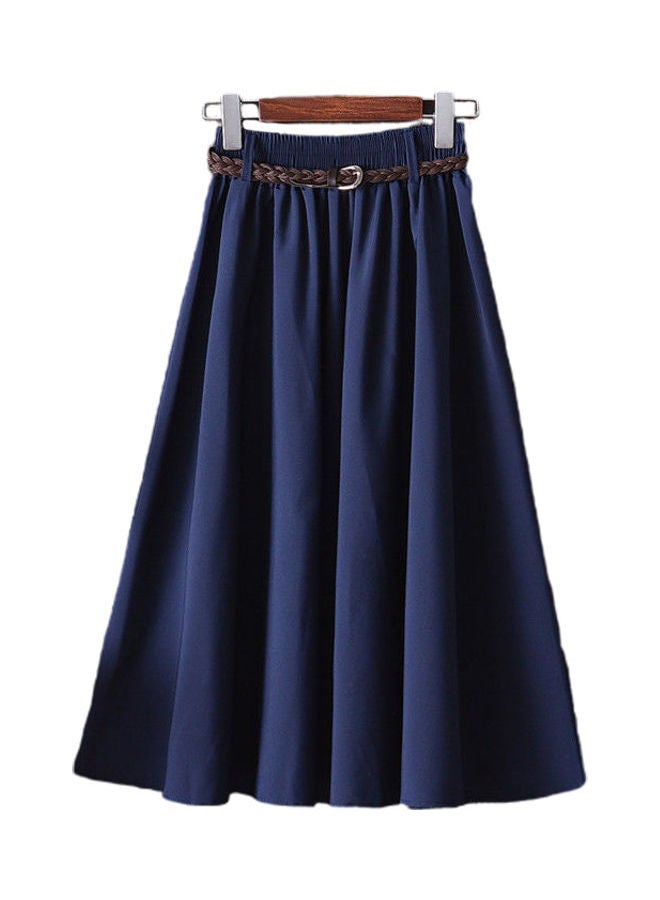 Pleated A Line Skirt Blue  - Image 1