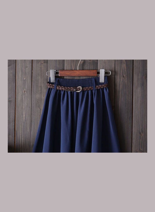 Pleated A Line Skirt Blue  - Image 4