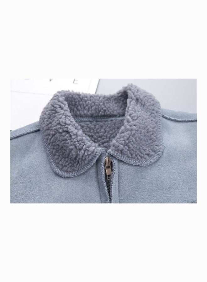 Long Sleeved Zipper Coat With Pockets Brown - Image 3