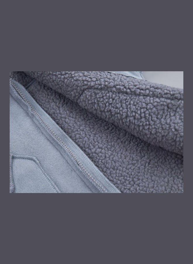 Long Sleeved Zipper Coat With Pockets Brown - Image 4
