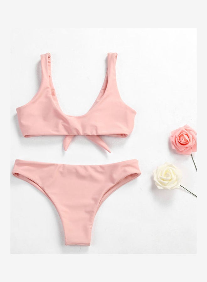 Bowknot Swimsuit Set Pink - Image 1