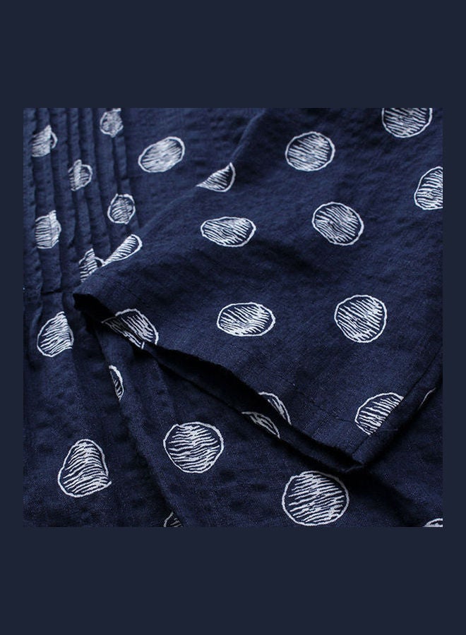 Printed Long Sleeves Dress Dark Blue  - Image 5
