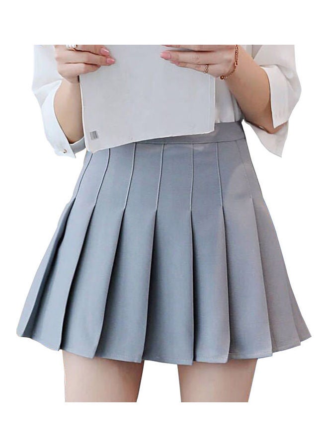 Pleated A Line Skirt Grey  - Image 1