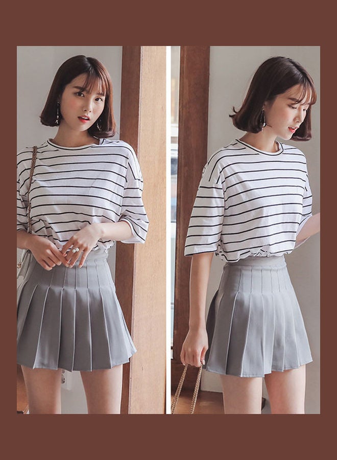 Pleated A Line Skirt Grey  - Image 3