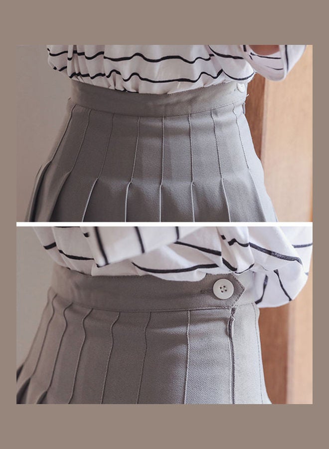 Pleated A Line Skirt Grey  - Image 2