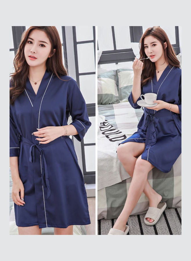 Generic Simple Short Sleeve Nightdress Navy Blue  - Image 3
