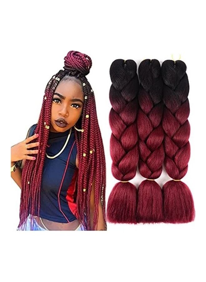 صن فلاور جيرل مجموعة وصلات شعر مضفرة بحجم كبير ولون متدرج مكونة من 3 قطع أسود/ وردي 10.8بوصة