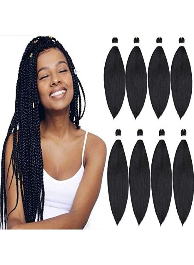 Pack Of 8 Pre Stretched Crochet Hair Extensions Black 24inch