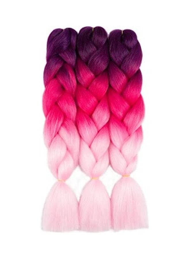 مجموعة وصلات شعر مضفرة كبيرة من الألياف الصناعية بلون متدرج مكونة من 3 قطع متعدد الألوان 12بوصة