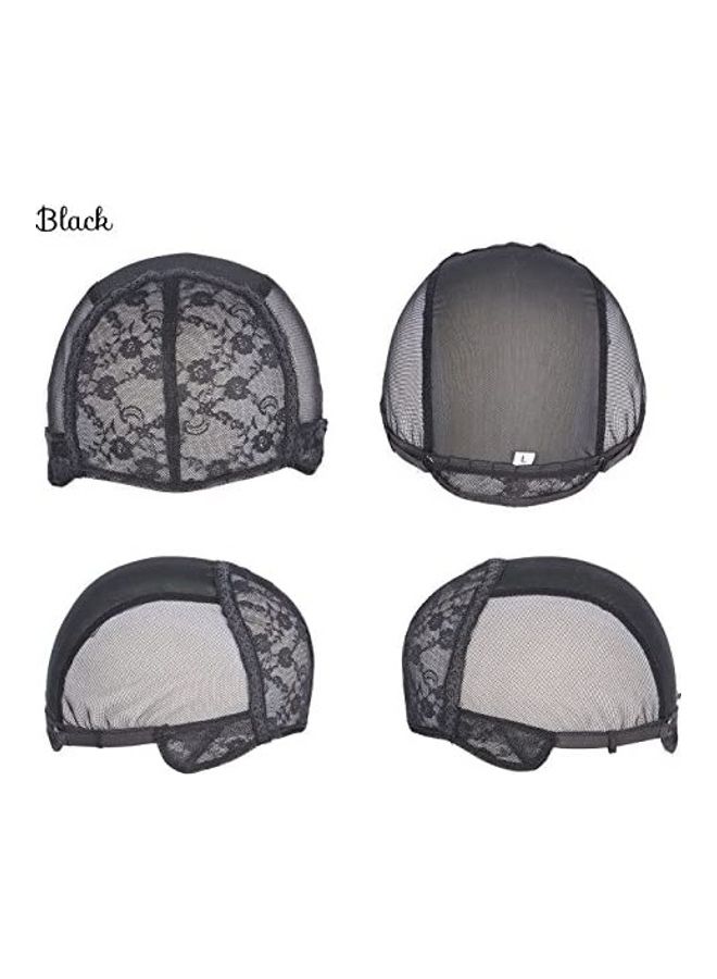 قبعة مخصصة للشعر المستعار كبيرة فائقة النعومة مع حزام قابل للتعديل وأمشاط احتياطية أسود 8.66بوصة