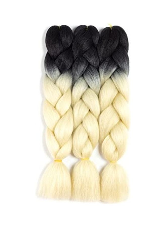 مجموعة من 3 وصلات شعر مضفرة كبيرة من الألياف الإصطناعيّة بلون متدرّج بوزن 300 جم أسود 12بوصة