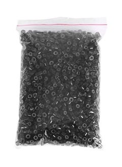 Semme 200/500/1000/2000PCS 4MM Silicone Lined Hair Extension Link Rings Beads Loops Tools 12 Types((200pcs)) Black 21inch 