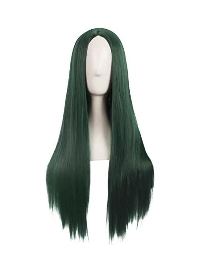 MapofBeauty Women Special Natural Long Straight Synthetic Wig Green 7.2inch