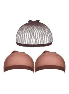 eBoot 3 Piece Wig Caps Brown 6.5inch 