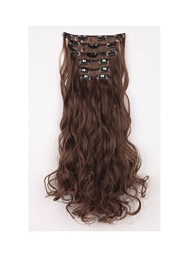 SWACC Curly Full Head Hair Extension With 7 Pieces Synthetic Clip Brown 12.28inch