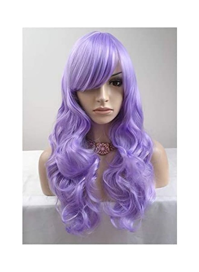 بيرون شعر مستعار طويل ومجعد وأنيق للحفلات بلون أرجواني مقاس 24 بوصة (لون لافندر) أرجواني 9بوصة
