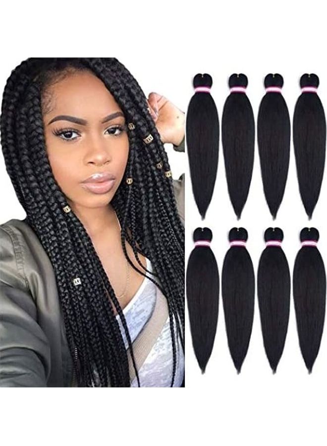دورساني 8 Packs Hot Water Setting Soft Synthetic Braiding Hair Black 20inch