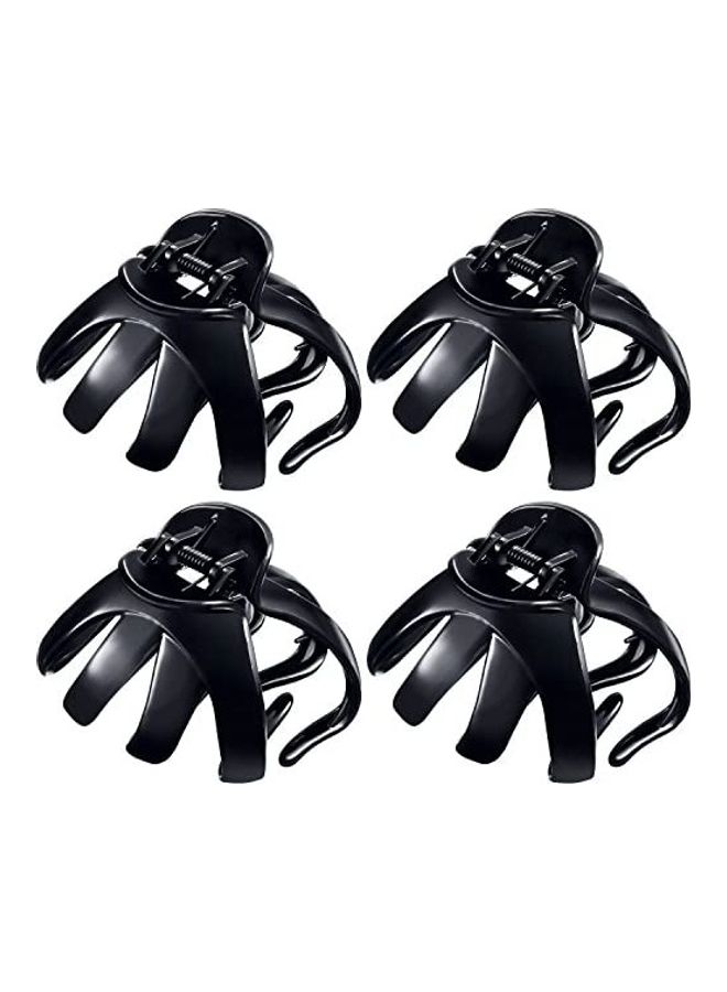 Bememo 4 Pieces Large Grip Octopus Clip Spider Hair Claw Black 3.35inch 