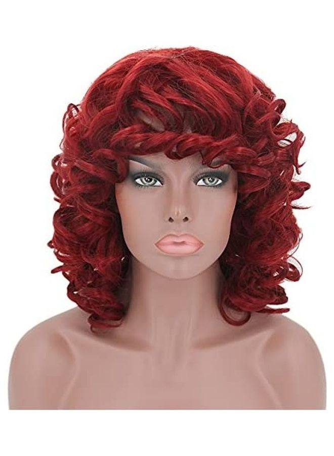 Wigs for  Women  Curly Wig Short Fluffy Wavy Synthetic Hair Natural Looking Kinky Afro Curly Wig Heat Resistant with Wig Multicolor 8.9inch