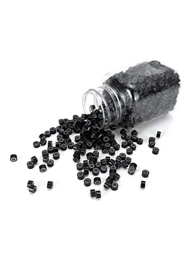 CCbeauty - 1000 Pieces Silicone Lined Micro Rings Links Beads For Hair Extensions Black 16inch - Image 1