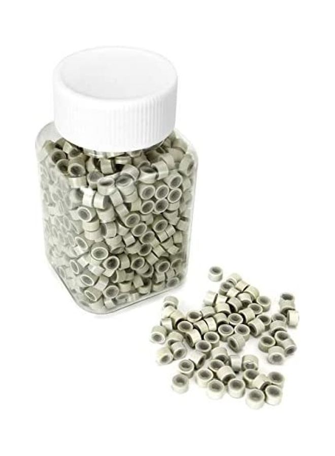 CCbeauty 1000 Pieces Silicone Lined Micro Rings Links Beads For Hair Extensions, White 16inch