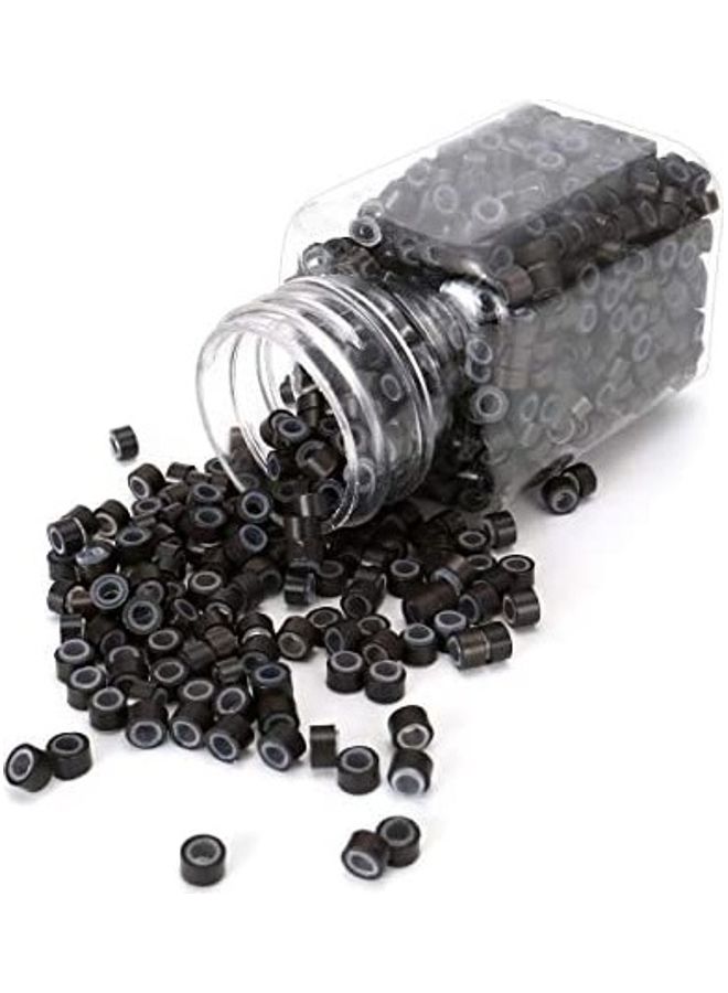 CCbeauty 1000 Pieces  Silicone Lined Micro Rings Links Beads For Hair Extensions Brown 16inch