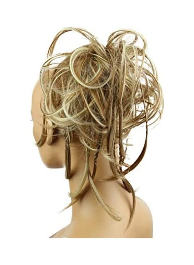 Prettyshop Hairpiece - Hair Rubber  Scrunchy  Wavy Messy Bun Light  Blonde Mix Brown 8.11inch - Image 1