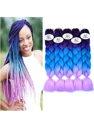 5 Pcs Synthetic Braiding Hair Extensions Kanekalon Fiber,Ombre Jumbo Braids Hair Bundles for Women,100g/Pcs 24 In Multicolor 24inch - v1608631346/N43262765A_1