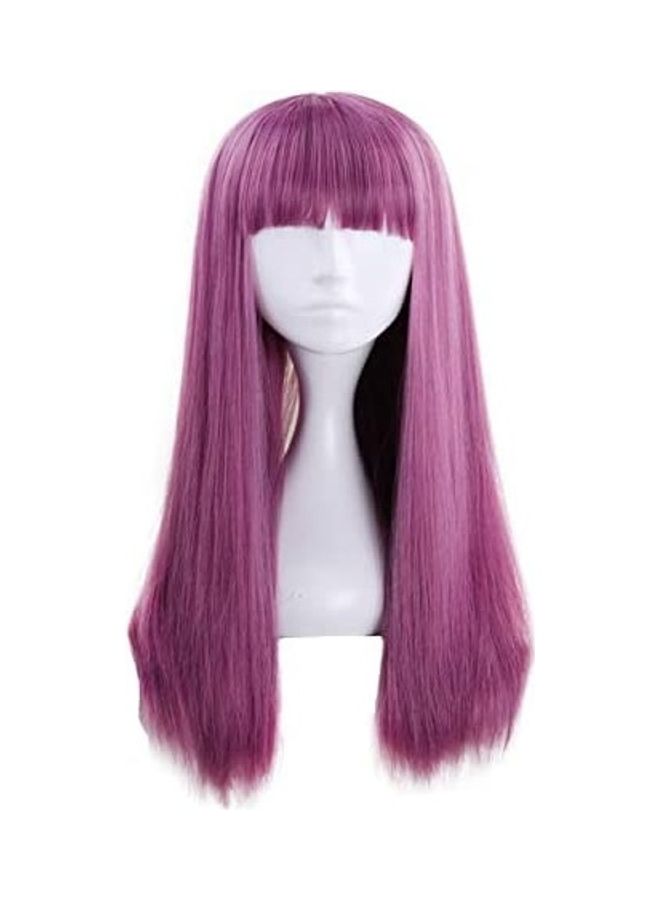 Generic Long Straight Flat Bangs Synthetic Wigs Halloween Costumes For Women Purple 10inch 