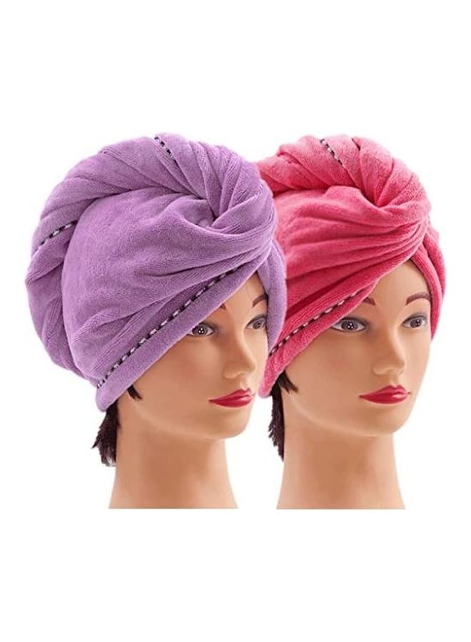 CC CAIHONG 2 Pack Microfiber Hair Towel Wrap Head Turban Multicolour 2.6inch 