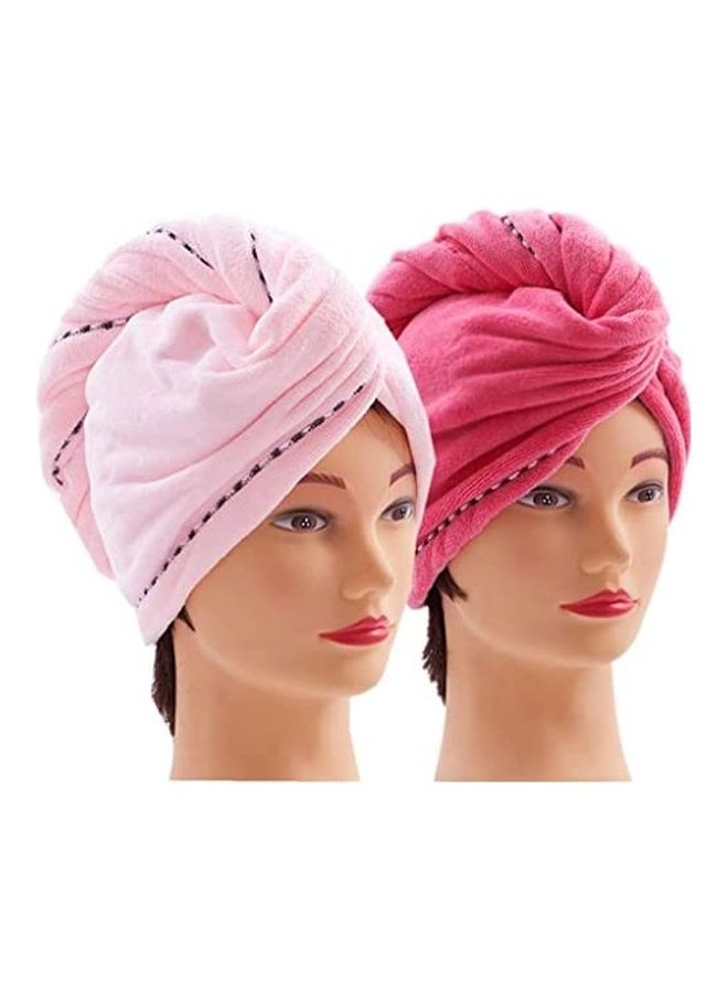 CC CAIHONG - 2-Pack Of Microfiber Hair Towel Wrap Multicolour 2.6inch - Image 1