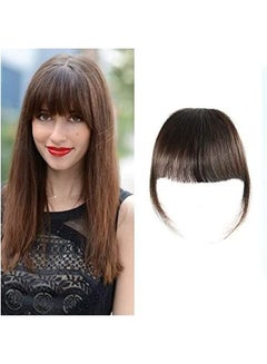 SHINON Real Human Hair Bang Fringe Extension Brown 6inch 