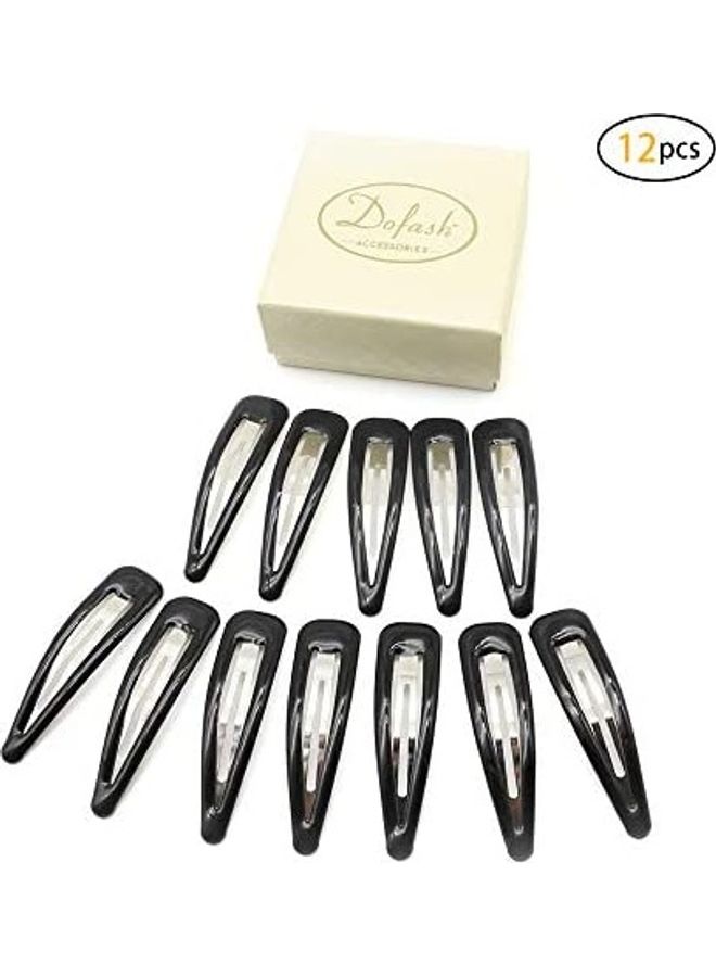 12-Piece Of Epoxy Snap Hair Clips Black 6.5inch - v1608631349/N43258605A_1