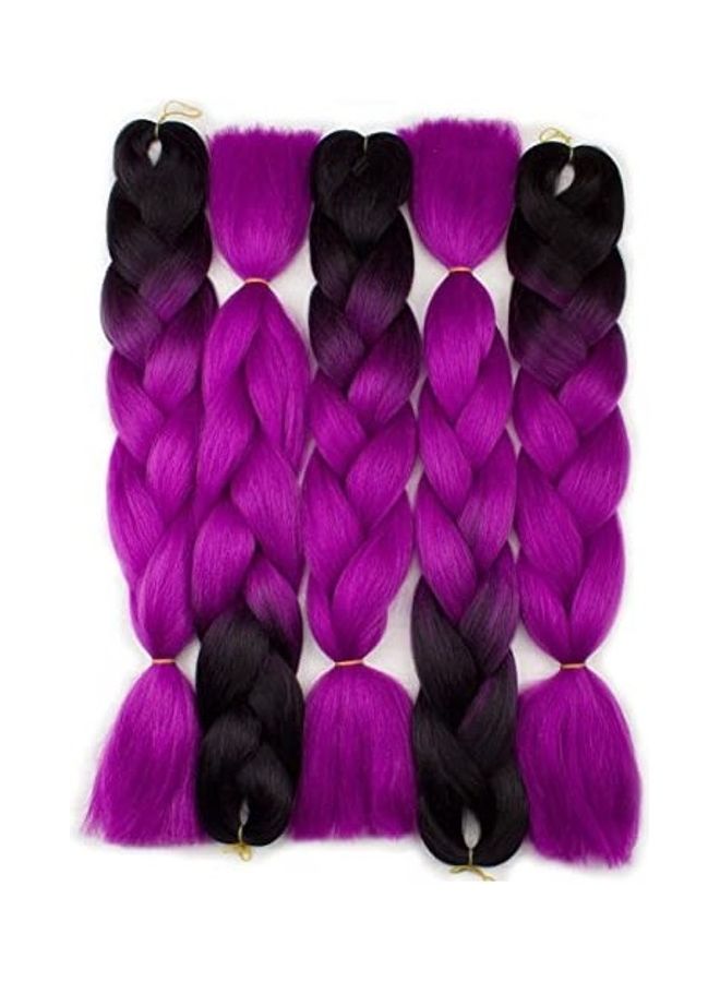 مجموعة وصلة شعر مضفر مكونة من 5 قطع بنفسجي/ أسود 24بوصة