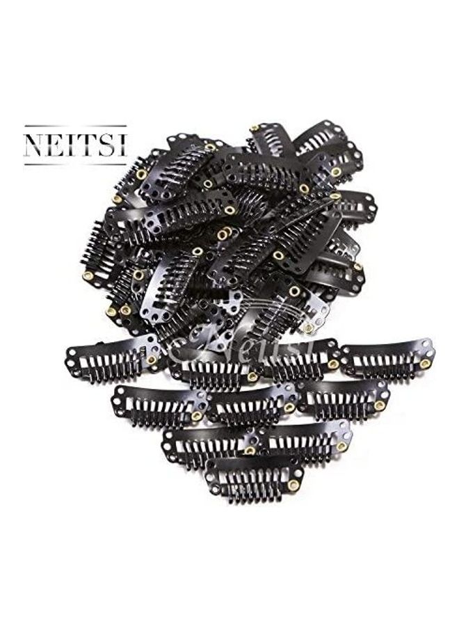 Neitsi 50-Piece I-Shape Hair Extension Snap Clips Set Black 2.3cm