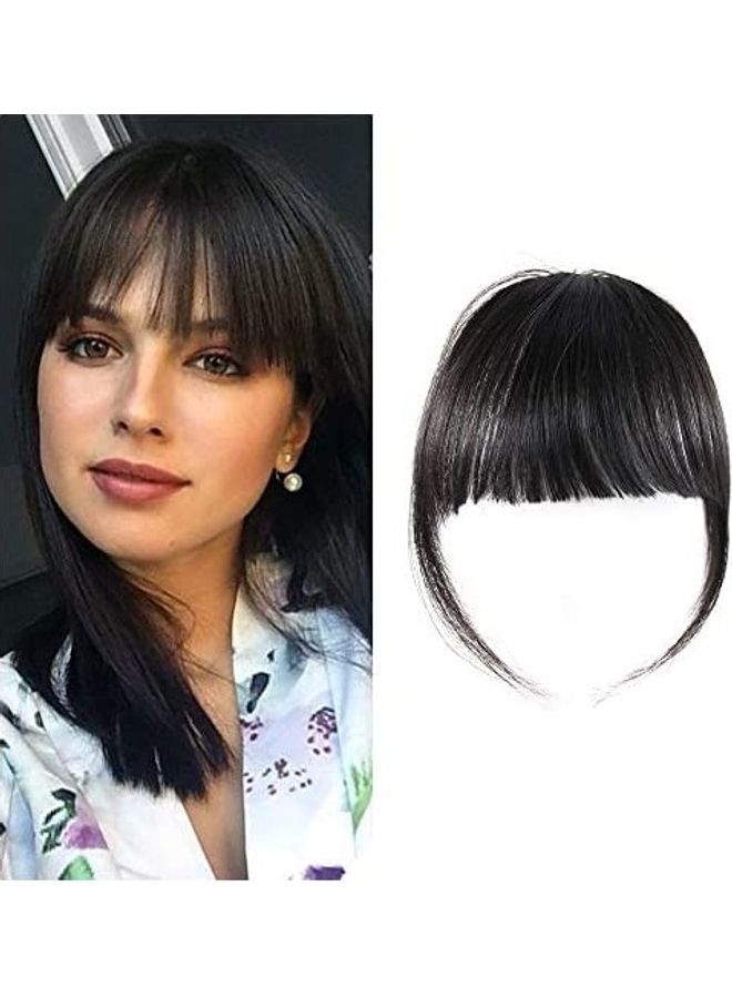 شينون وصلة شعر بغرة مسطحة مزودة بمشبك أسود 6بوصة 