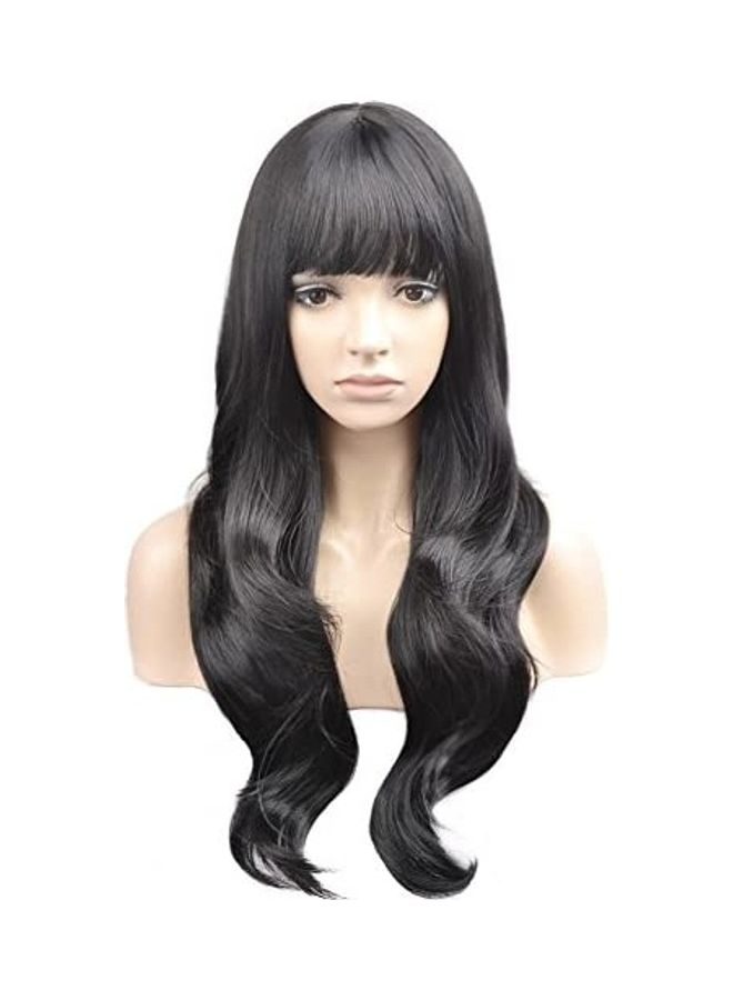 بيرون غطاء شعر مستعار أملس وناعم أسود 9بوصة