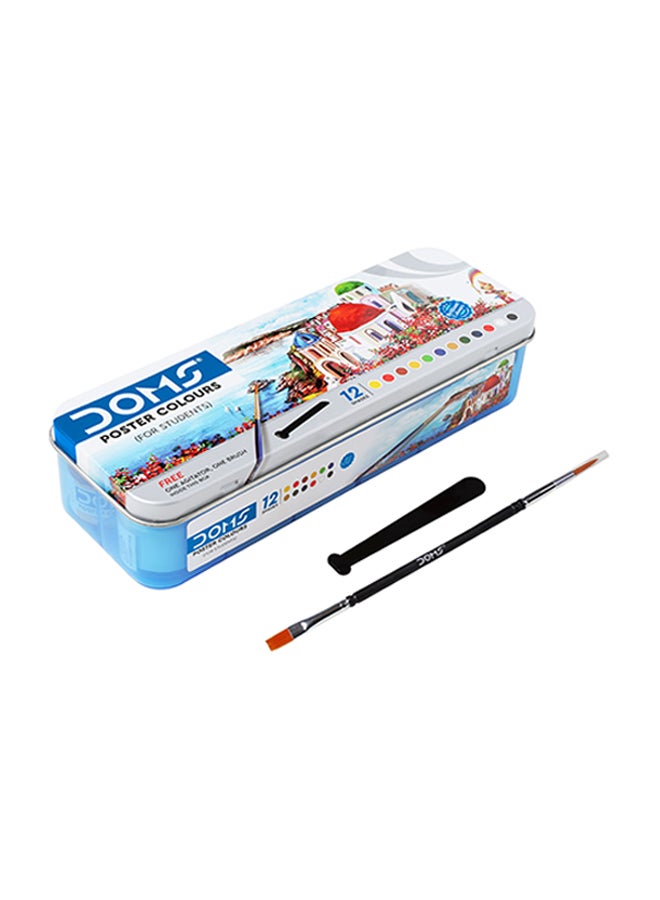 DOMS - 12-Piece Poster Colour Set With Brush Multicolour - Image 1