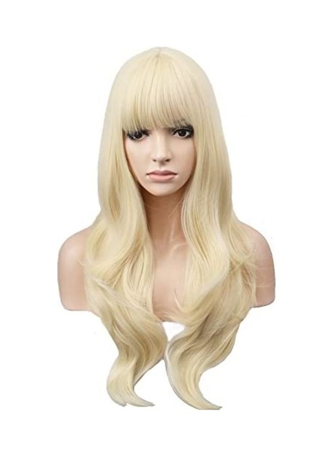 بيرون شعر مستعار صناعي ناعم طويل ومموج الأشقر الفاتح 24بوصة