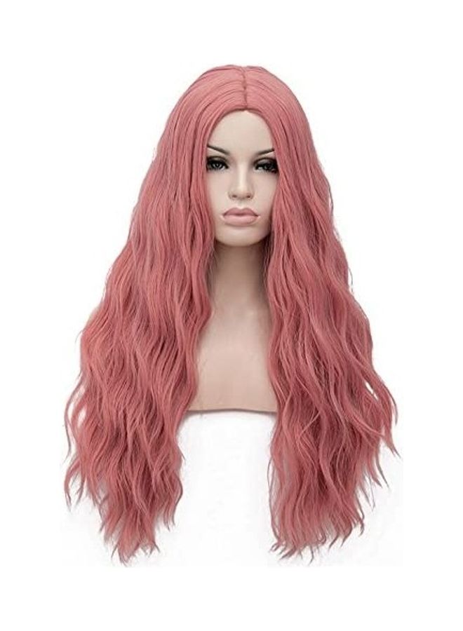 بيرون شعر مستعار مجعد ومموج بلون وردي وردي 9بوصة