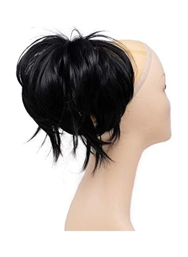 ون دور وصلة شعر بتصفيفة ذيل حصان مع مشبك مخلبي أسود 5بوصة