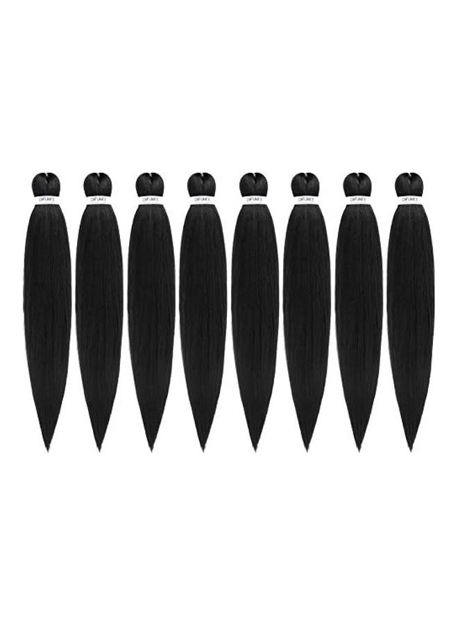 Difunee 8-Piece Pre-Stretched Braiding Hair Set Black 16inch 