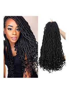 LOSMOEER 6-Piece Curly Ends Crochet Braiding Hair Extension Set Black 18inch 