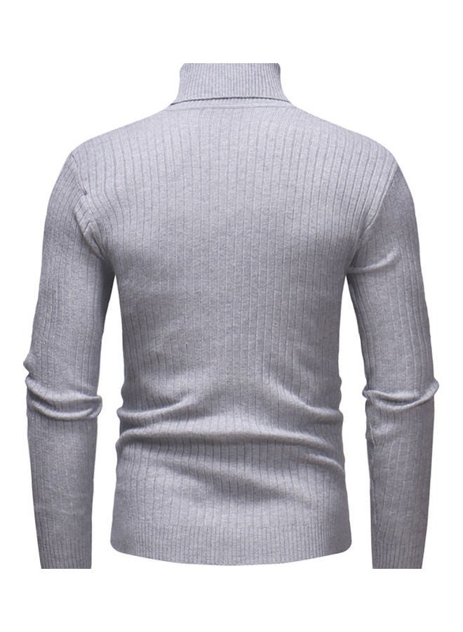Generic - Autumn Winter Solid Colour Casual Sweater Top Light Grey - Image 1