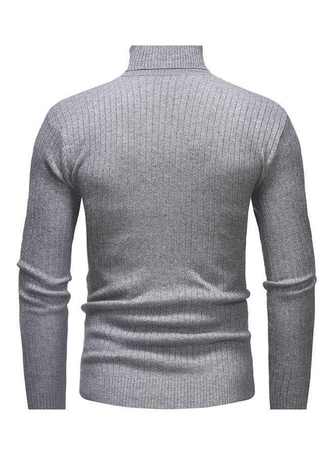 Autumn Winter Solid Colour Casual Sweater Top Dark Grey  - Image 2
