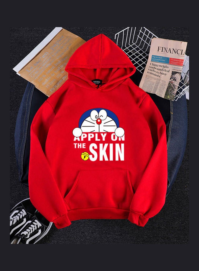 Cartoon Printed Velvet Hoodie Sweatshirt Multicolour - Image 1