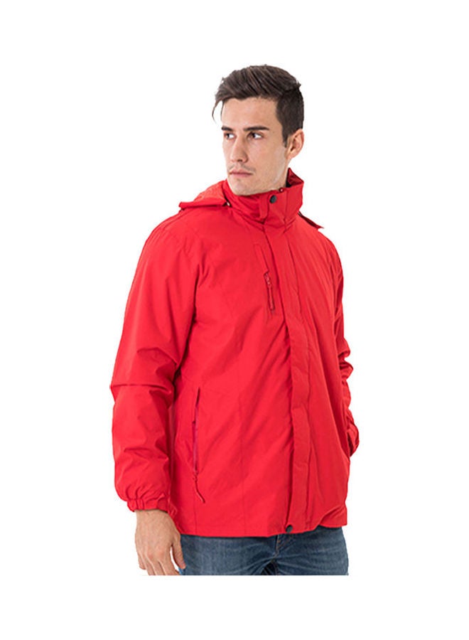 3 in 1 Thicken Fleece Waterproof Windbreaker Winter Jacket for Outdoor red  - Image 2
