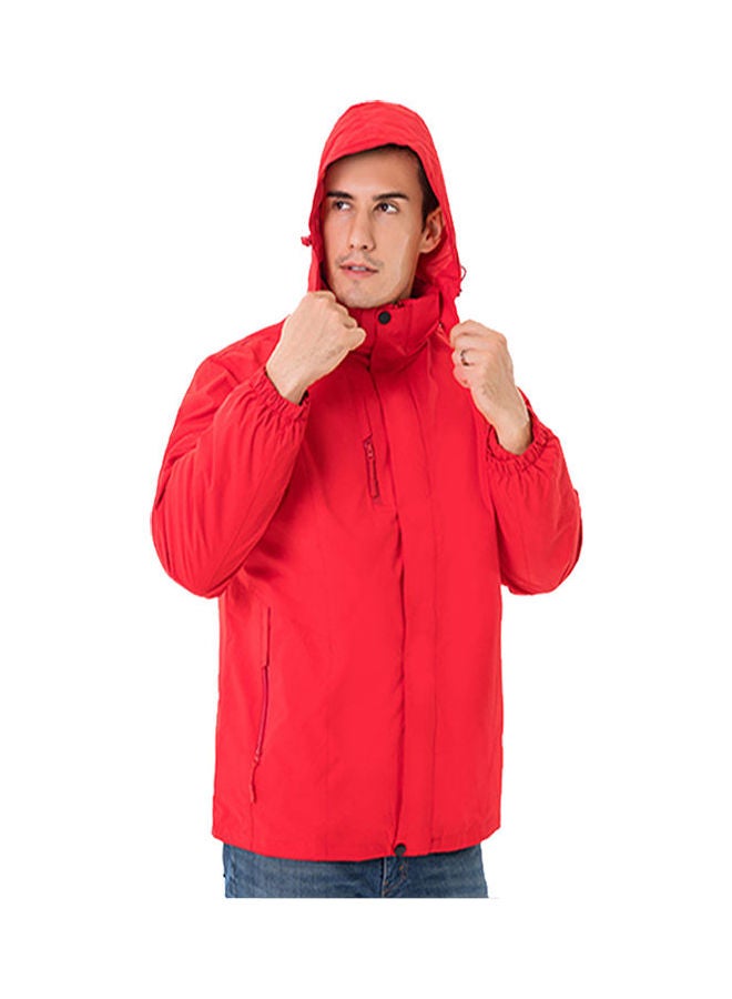3 in 1 Thicken Fleece Waterproof Windbreaker Winter Jacket for Outdoor red  - Image 3