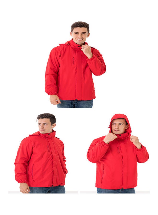 3 in 1 Thicken Fleece Waterproof Windbreaker Winter Jacket for Outdoor red  - Image 4