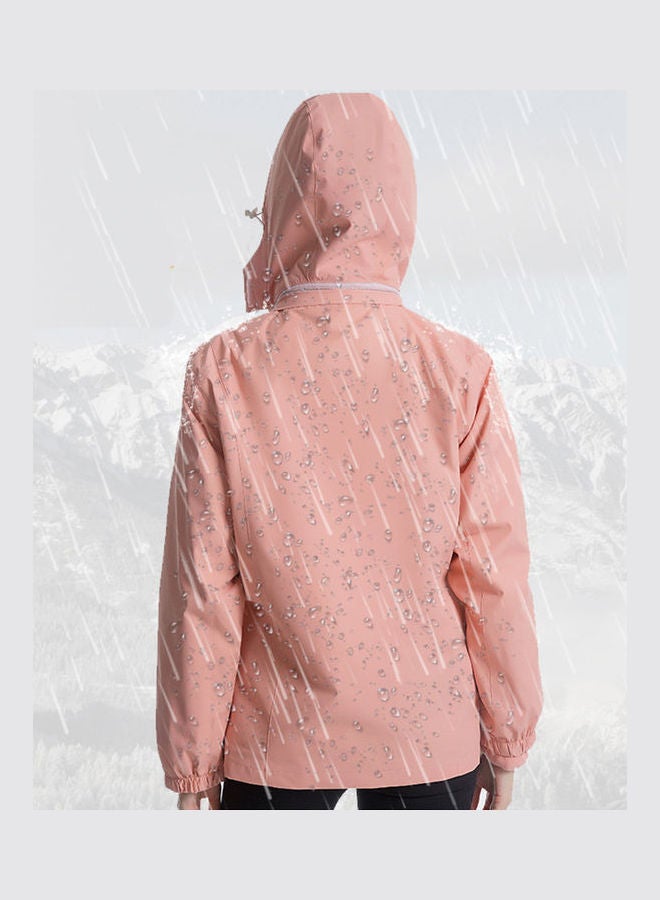 3 in 1 Thicken Fleece Waterproof Windbreaker Winter Jacket coral pink  - Image 5